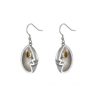 sterling silver angel wing earrings with golden citrine gemstones
