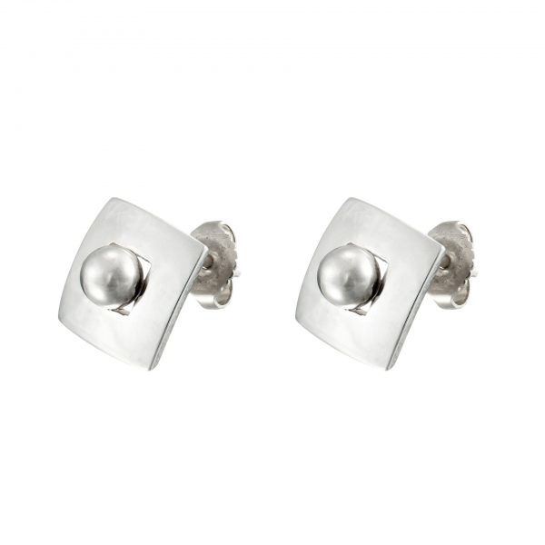 Sterling Silver Stud Earrings Round Peg in a Square Hole