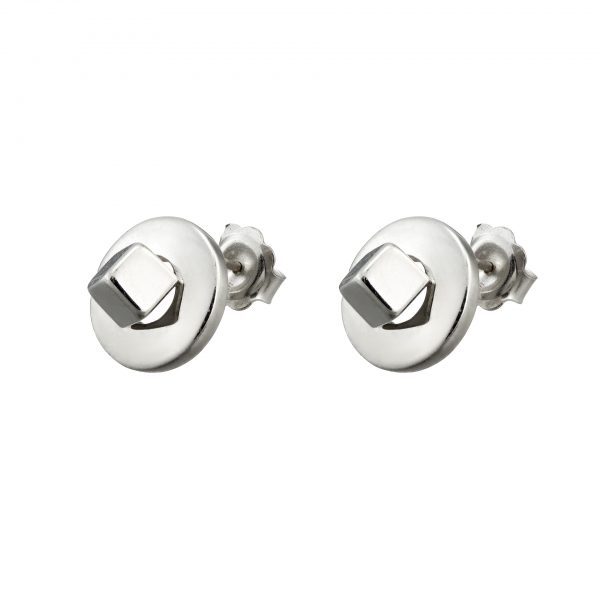 Sterling Silver Stud Earrings Square Peg in a Round Hole