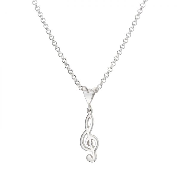 Treble Clef Sterling Silver Pendant Large