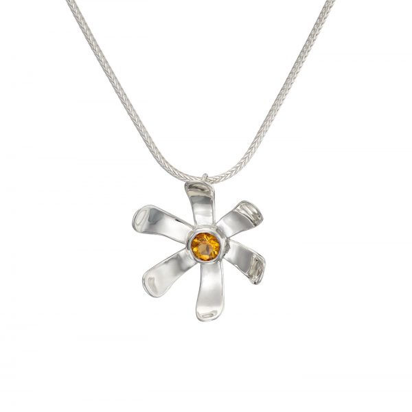 Sterling Silver Large Daisy Pendant
