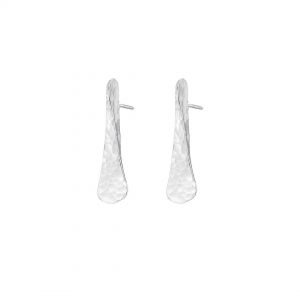 Stud Drop Sterling Silver Hammered and Forged Earrings