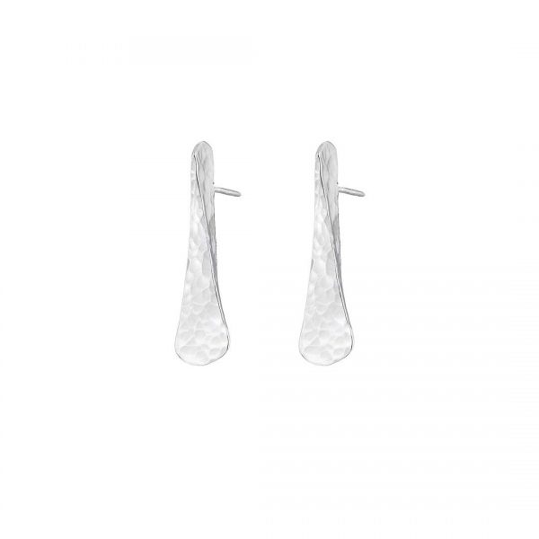 Stud Drop Sterling Silver Hammered and Forged Earrings
