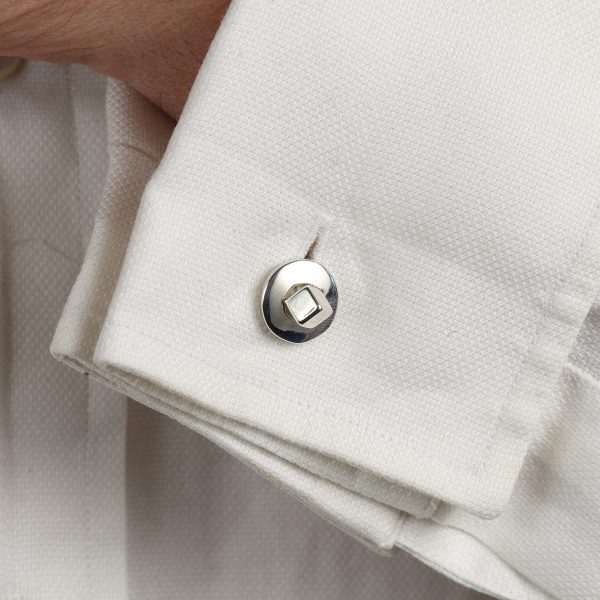 sterling silver square peg in a round hole cufflinks